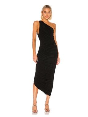 open lace back dress ONE SHOULDER BIAS GOWN – Black – Norma Kamali main image 0